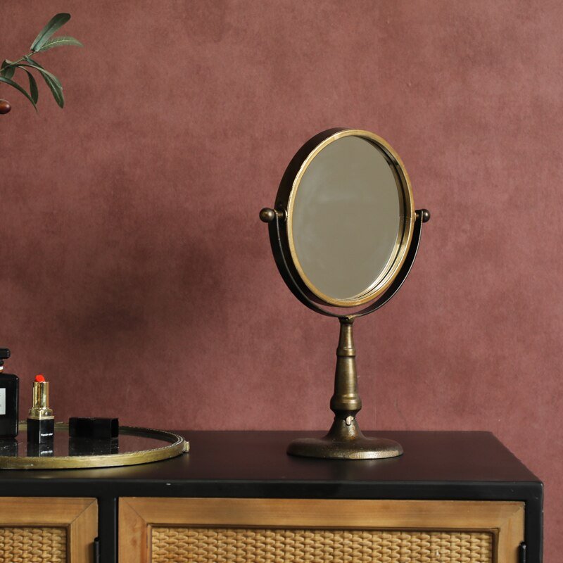 American Bath Mirrors Make Up Wrought Iron Metal Mirror Vanity Desktop Bedroom Espejos Decorativos Decorative Mirror Gift 2