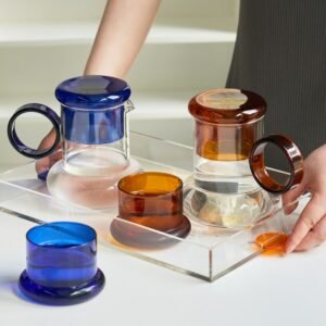 Glass Pitcher with Cup Lid Kettle Glass Set Teaware Teapots Pitcher Water Filters Water Jug Water Carafe Glass Jug Water Jugs 1
