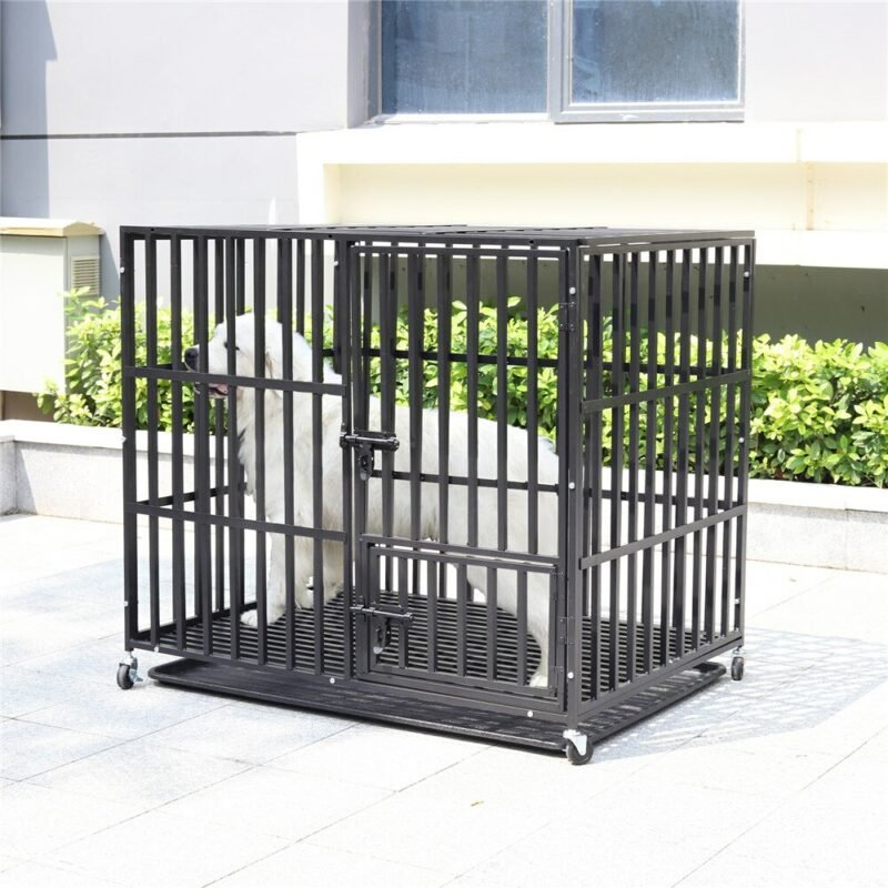 Rolling Heavy XXL Large Pet Cage Thick Metal Dog Crate Kennel Playpen with Tray 4