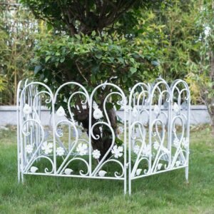 5 Pack Decorative Garden Fence For Landscaping White Panels Rust Proof Metal White 1