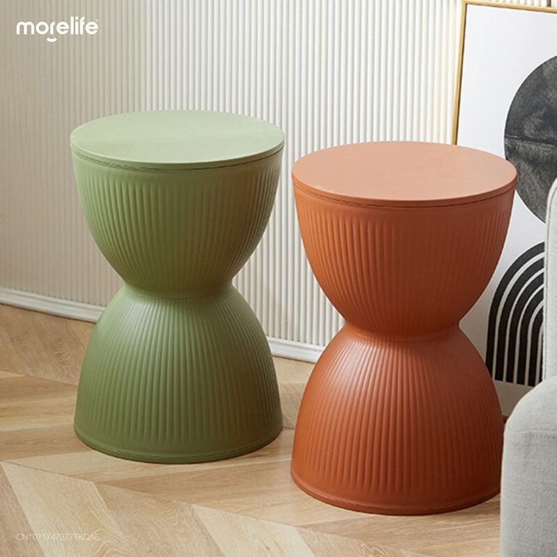 Plastic stool Designer Footstool side table creative design hourglass bedside table fashionable changing shoes round stool 5