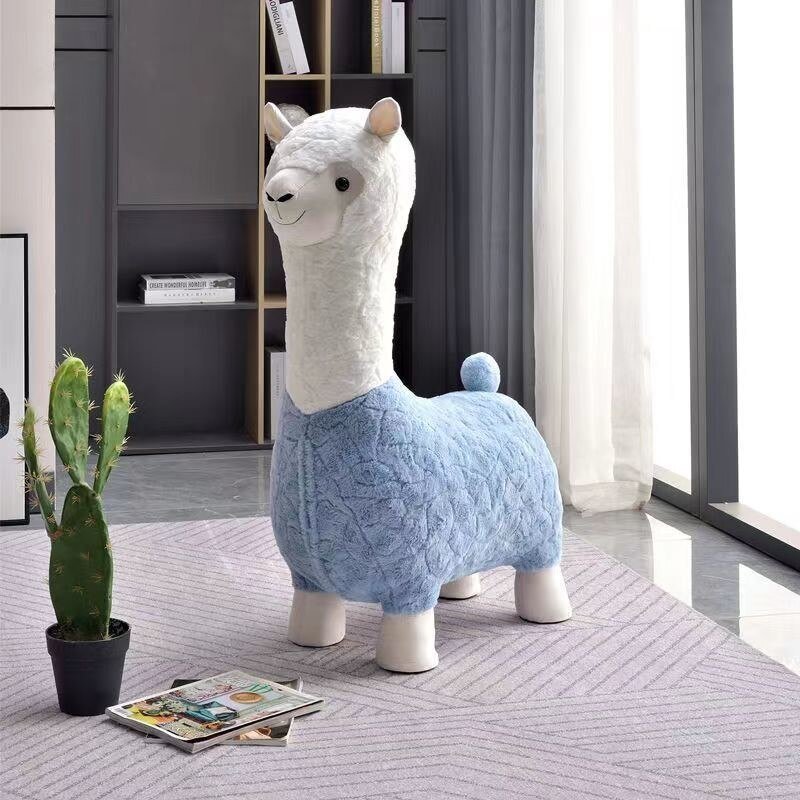 FULLOVE Cartoon Alpaca Stool Children's Casual Shoes Changing Stool Children's Household Living Room Decoration Doll Stool 5