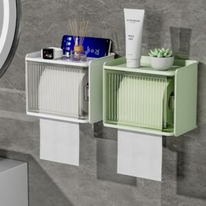 Toilet tissue holder without punching, waterproof wall hanging, toilet paper storage rack, transparent tissue box toilet paper 1
