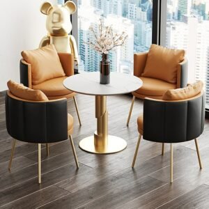 Armchairs Design Leather Dining Chair Office Loft Swivel Barber Dining Chair Nordic Bar Kitchen Chaises Living Room Furniture 1