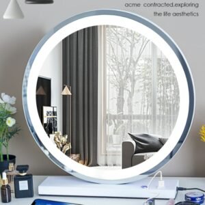 Large Decorative Mirror Modern Light Led Bathroom Vanity Smart Aesthetic Decorative Mirror Makeup Espejo Redondo Room Decoration 1