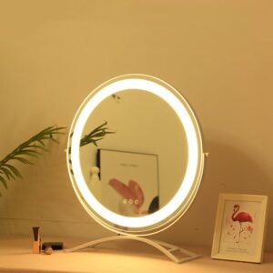 Large Round Vanity Vaniti Mirror Bedroom Flexible Bohemian Decor with Led Light Usb Charging Espejo Maquillaje Dorm Decoracion 1