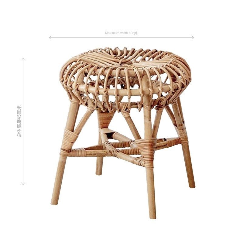 Household Rattan Stool French Retro Nordic Home Dining Chair Living Room Coffee Table Side A Few Exquisite Dressing Table Stool 5