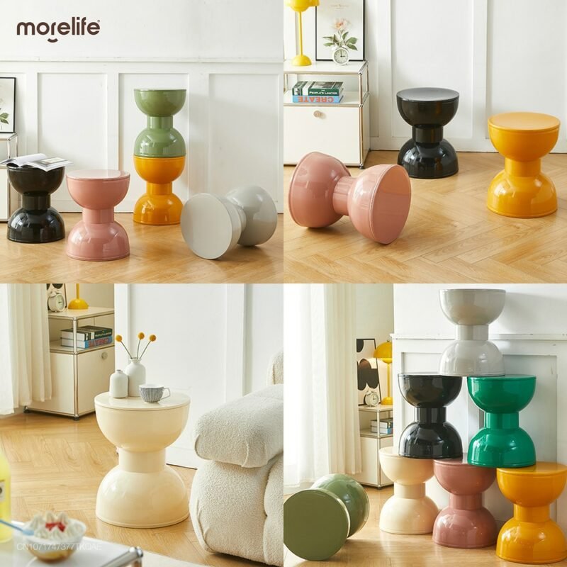 Nordic Creative Small Stools Plastic Stools Household Cream Style Plastic Low Stools Thickened Living Room Shoe Changing Stools 6