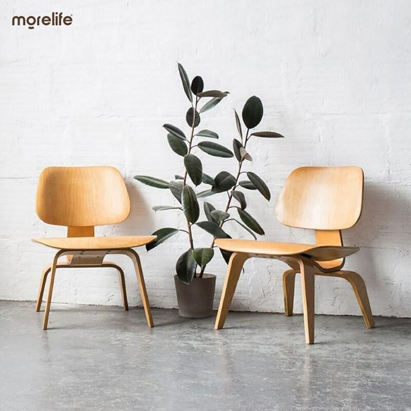 Nordic vintage coffee chair hotel chair plywood leisure armchair kitchen chair simple back chair modern solid wood leisure 2