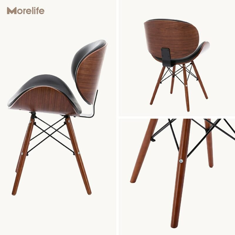 European modern simple luxury chair back, beetle shape small family, space saving practical solid wood leather dining chair 6