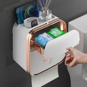 Toilet Storage Paper Holder Tissue Box Plastics Bathroom Wall Shelf Mobile Phone Holder Rack Organizer With Storage Roll Box 1