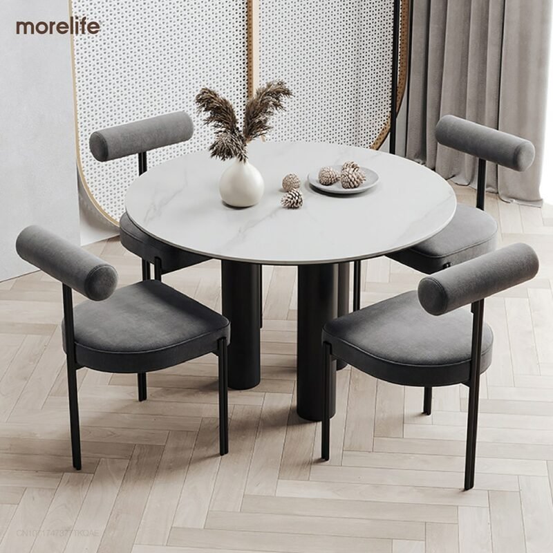 Luxury Modern Dining Chairs for Kitchen Nordic Home Living Room Furniture Backrest Designer Dining Chair Fabric Makeup Chair 3