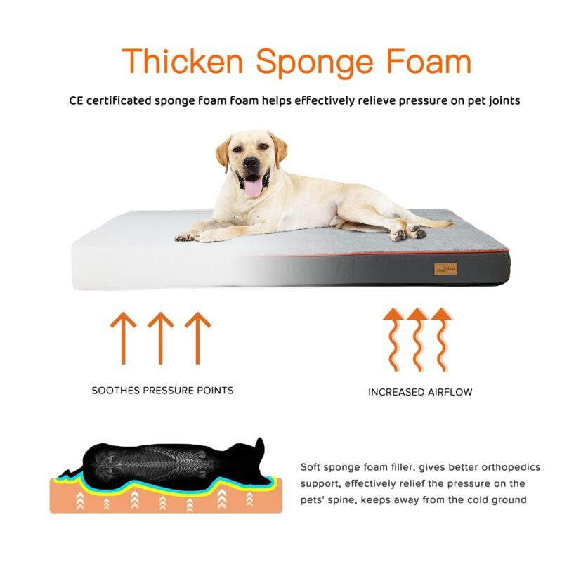 Large Orthopedic Dog Bed Kennel Memory Foam Waterproof Pet Bed with Removable Washable Cover Nonskid Bottom Joint Relief 6
