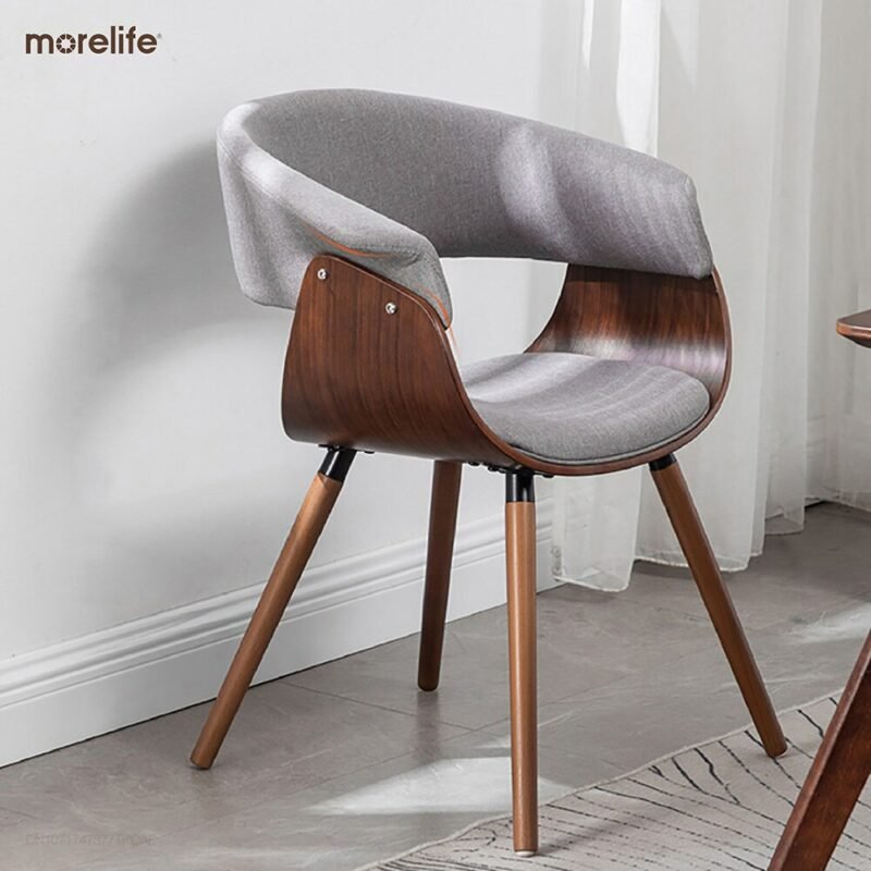 Minimal dining chair Household solid wood modern simple Nordic restaurant chair Hotel chair Designer balcony leisure chair 4
