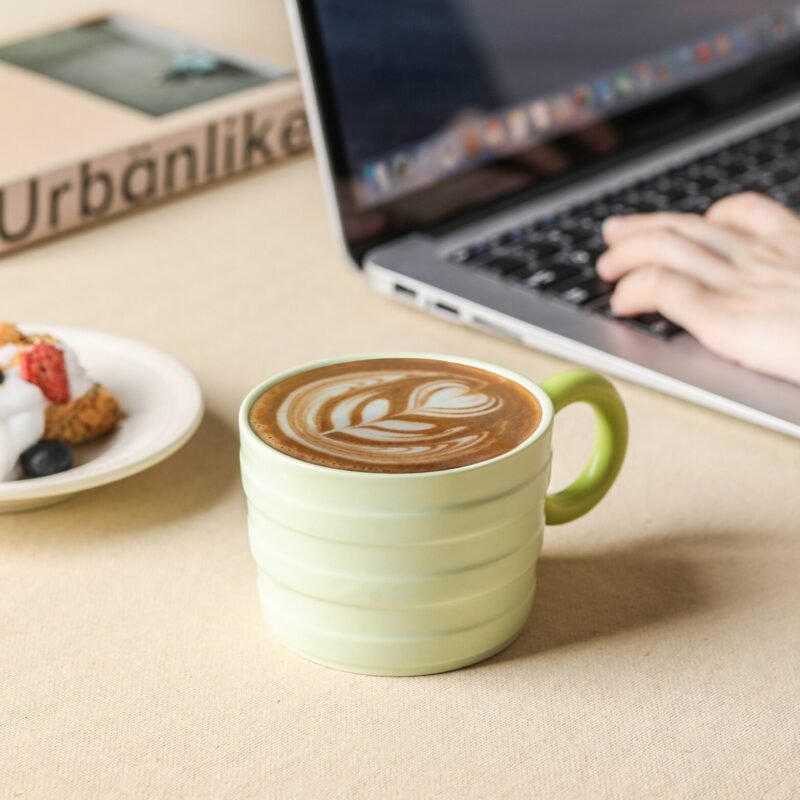 New Creative Donut Handle Coffee Mugs Ceramic Personalized Gometric Pattern Cups Drink Tea Latte Milk Home Office Drinkware Gift 5
