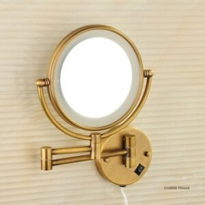 Golden Makeup Mirror 8 Inch Led Bathroom Mirror Light Folding Makeup Magnify Mirror 3 X Magnification 2-face Bath Mirrors 1