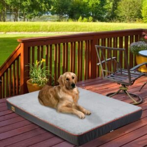 Large Orthopedic Dog Bed Kennel Memory Foam Waterproof Pet Bed with Removable Washable Cover Nonskid Bottom Joint Relief 1