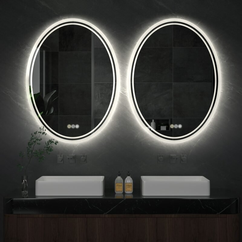 LED Bathroom Mirror Backlit Round Vanity Mirror with Lights Wall Mounted Anti-Fog Lighted Bathroom Mirror Dimmable Makeup Mirror 1
