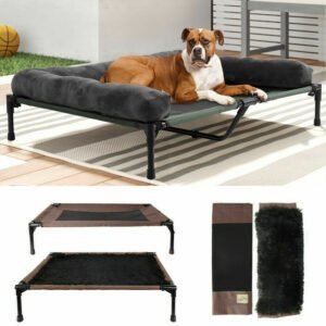 Extra Large Cooling Elevated Dog Bed with Bolster Raised Pet Cot Lounger Indoor Outdoor Waterproof 1