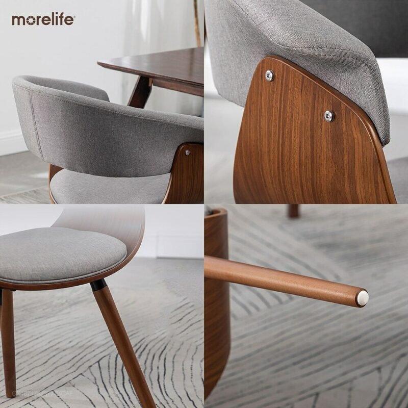 Minimal dining chair Household solid wood modern simple Nordic restaurant chair Hotel chair Designer balcony leisure chair 5