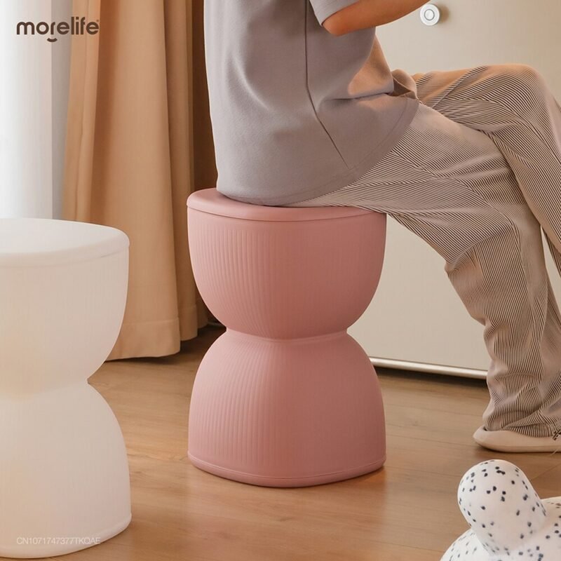 Modern minimalist small circular stool living room shoe changing stool creative hourglass shaped thickened plastic stool 5