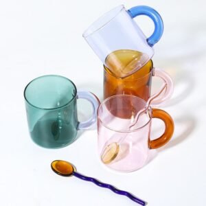Craft Made Glass Mug Coffee Cup Glass Spoon Borosilicate Glass Cup Office Cups Birthday Gift Coffee Mugs Tea Spoon 1