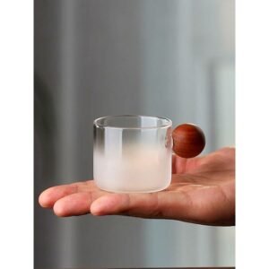 80ml Small Glass Cup Wood Handle Tea Mug Drinkware Milk Office Cups Coffee Mugs Drinkware Glass 1PC 1