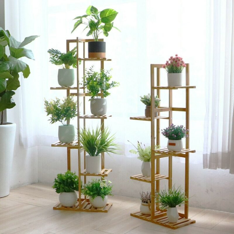 Bamboo 5 / 6  Tier  Plant Stand Rack Multiple Flower Pot Holder Shelf Indoor Outdoor Planter Display Shelving Unit for Patio 3