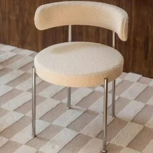 MOMO Lamb Velvet Metal Stainless Steel Used Backrest Dining Chair Nordic Designer Cafe Casual Single Chair 1