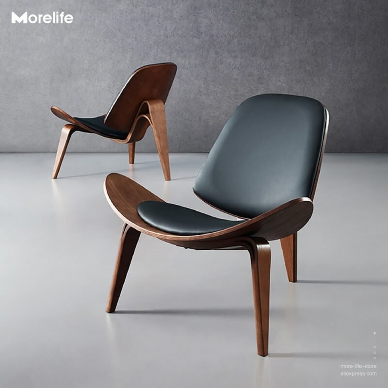 Nordic Denmark Design chair Smiling Shell Chair Simple sofa Lounge chair Armchair Plywood Fabric Living Room Furniture Chair 4