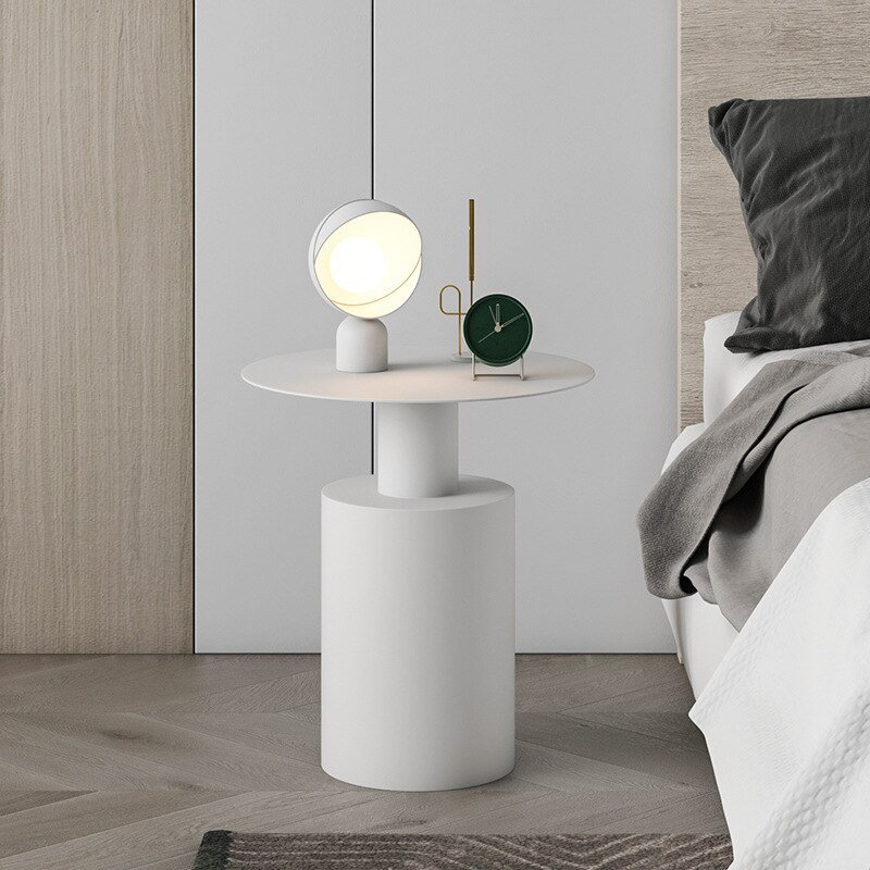 FULLOVE Nordic Style Bedside Tables Modern Minimalist Bedroom Round Creative Cupboard Light Luxury Iron Small Desk Dropshipping 3
