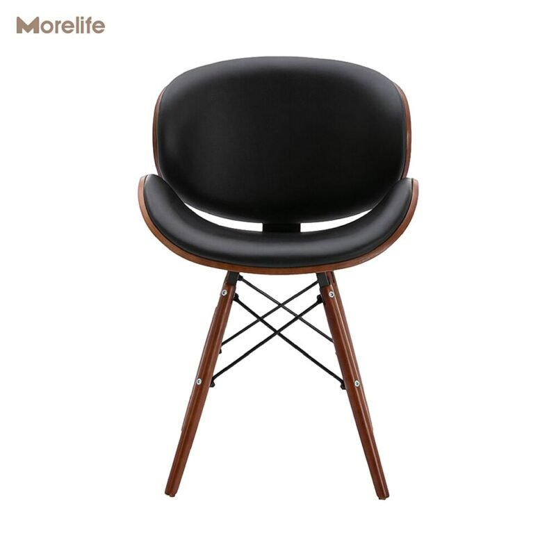 European modern simple luxury chair back, beetle shape small family, space saving practical solid wood leather dining chair 4