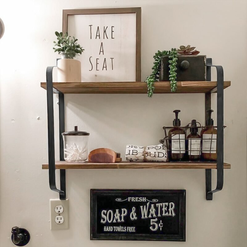Large Rustic Industrial Pipe Wall Floating Shelf Wooden Storage Shelving Unit 2