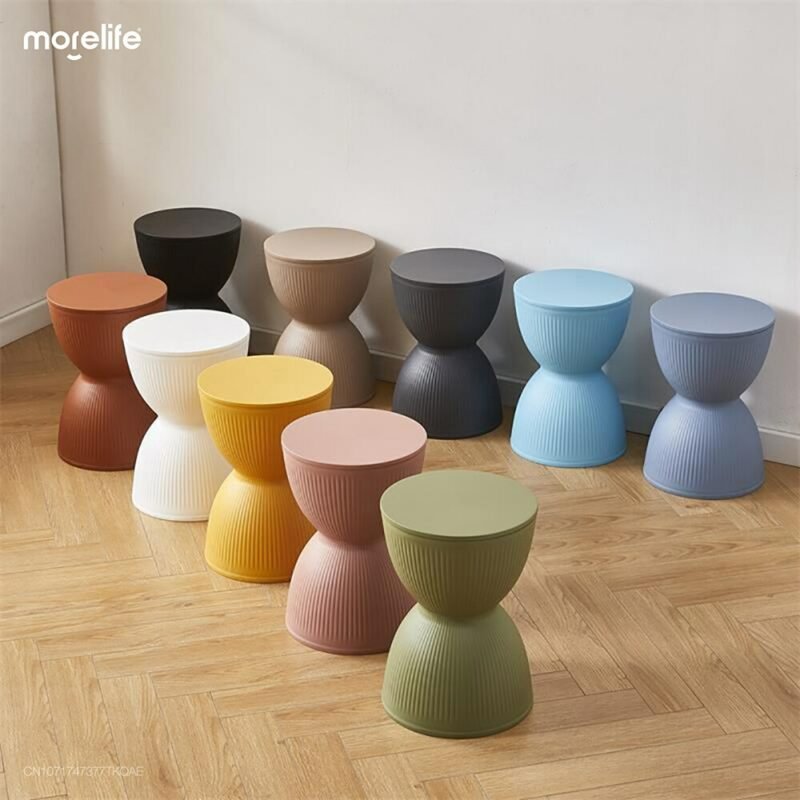 Nordic Creative Modern And Simple Shoes Changing Bench Footstool Round Stool Fashion Thickened Plastic Stool Waiting Stool 6