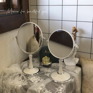 Hairdresser Shower Desk Round Makeup Mirror Table Nordic Standing Korean Decorative Mirror Home Decor Miroir Mural Vanity Mirror 1