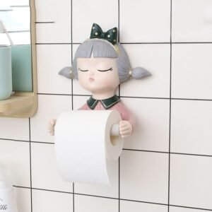 FULLOVE Cartoon Girl Bubble Creative Box Home Toilet Decoration Tissue Wall-mounted Paper Roll Holder 2023 New Delicate Life 1