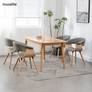 Minimal dining chair Household solid wood modern simple Nordic restaurant chair Hotel chair Designer balcony leisure chair 1