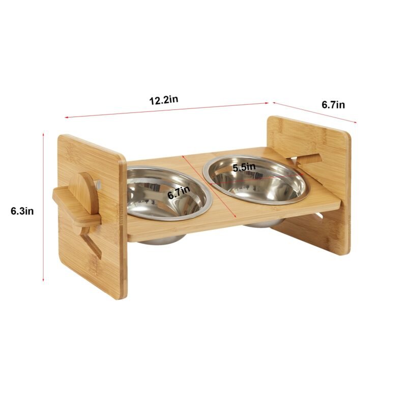 Raised Pet Dog Bowl ,Adjustable Elevated Stand Bowl Neck Care Feeder For Dog Cat Food and Water Bowl Stand Feeder Stainless Bowl 5