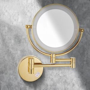 Standing Gold Cosmetic Bathroom Mirror Makeup Decorative Shower Desk Round Table Mirror Decoration Home Espelho Vanity Mirror 1