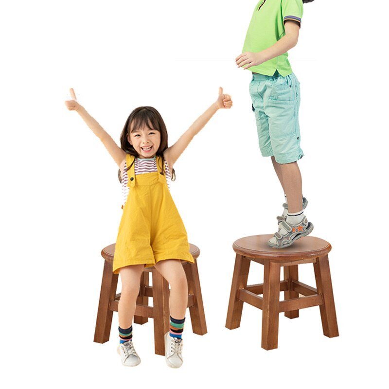 MOMO Solid Wood Small Stool Home Low Stool Coffee Table Stool Children's Footstool Square Stool Bench Stool Change Shoe Stool 1