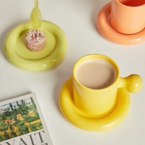 Ceramic Mug with Saucer Home Decoration Cute Creative Combination Breakfast Cup Coffee Cup Coffee Mugs with Tray 1