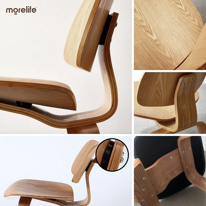Nordic vintage coffee chair hotel chair plywood leisure armchair kitchen chair simple back chair modern solid wood leisure 5
