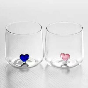 Nordic Ins Style Home Decoration Couple Love Heart Cup Water Tea Milk Coffee Cup Transparent Creative Simple Glass Mug 1