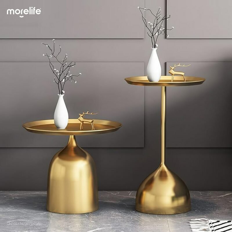 Table Sofa Small Side Table Gold Round Coffee Table Metal Console Table Bedside Living Room Bedroom Furniture 2