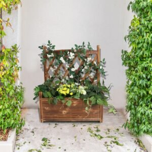Raised Garden Bed with Trellis - Garden Box for Vine Climbing Plants Flower Free-Standing Raised Planter for Patio Garden Indoor 1
