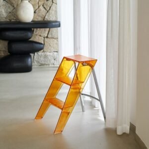 Acrylic Transparent Household Plastic Stepladder Folding Indoor Thickened Herringbone  Storage Three-step Ladder 2023 New 1
