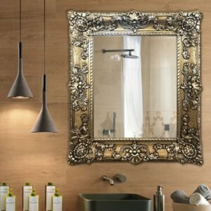 European Retro Bathroom Mirror Art Hanging Hallway Mirror Carved Gold Elegant Dining Room Wohnzimmer Deko Vintage Decor Gift 1
