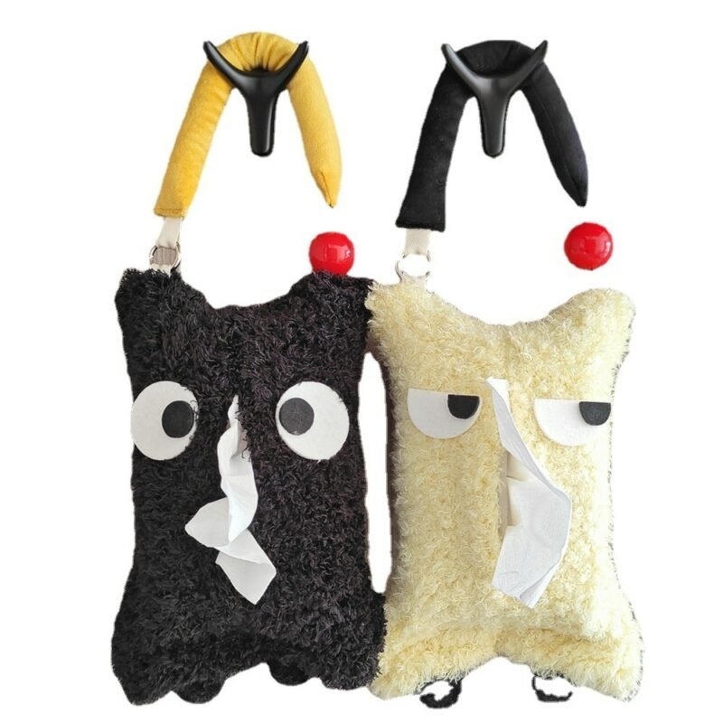 MOMO Hairy Whir Little Monster Pumping Paper Bag Hanging INS Roll Curly Tissue Bag Car Tissue Box Portable Tissue Bag 5