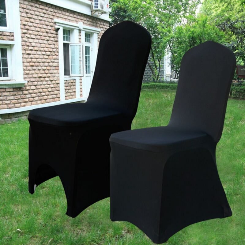 50 Pcs White Black Universal Chair Covers Stretch Spandex for Wedding Party Banquet Hotel Decor 3