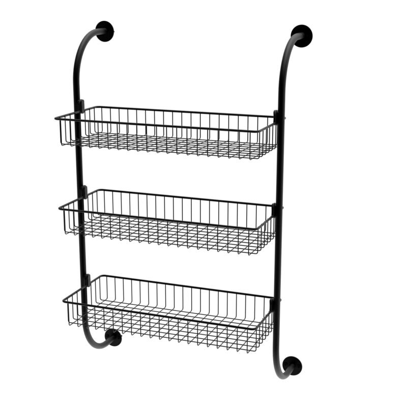 Wall Hanging Baskets Multifunctional 3-tier Metal Wall Rack Shelf Storage Baskets for Holding Bathroom Accessories Kitchen Fruit 6